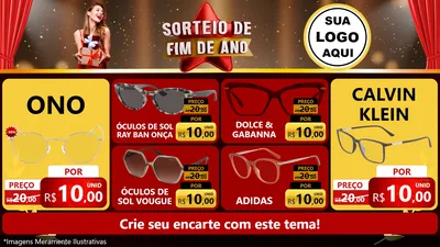 Modelo de TV para TV Horizontal com o tema Sorteio de Fim de Ano para Óticas