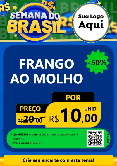 Modelo de Cartaz para Cartaz A4 Vertical com o tema Semana Do Brasil para Restaurante