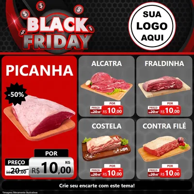 Modelo de Rede Social para Feed Facebook com o tema Black Friday para Açougue