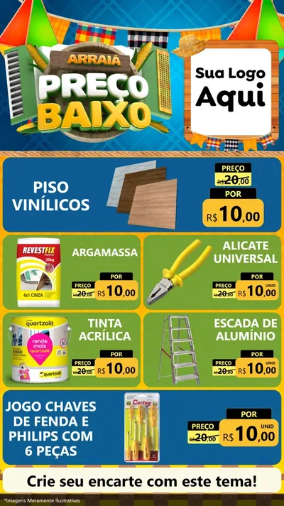 Modelo de TV para TV Vertical com o tema Arraiá de Preço Baixo - Junina para Material para Construção