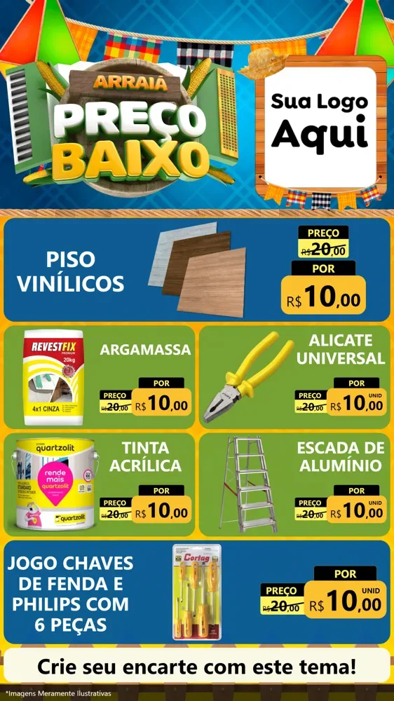 Modelo de TV para TV Vertical com o tema Arraiá de Preço Baixo - Junina para Material para Construção