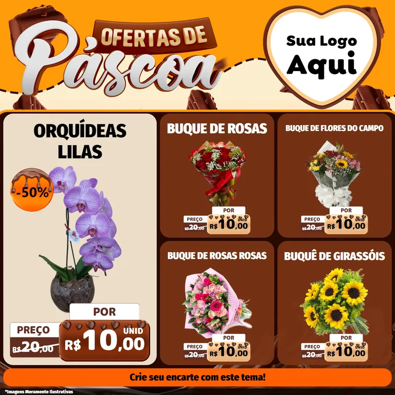 Modelo de Rede Social para Feed Facebook com o tema Ofertas de Páscoa para Floricultura e jardim