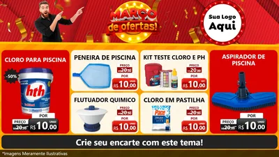 Modelo de TV para TV Horizontal com o tema Março de Ofertas! para Produtos para Piscina