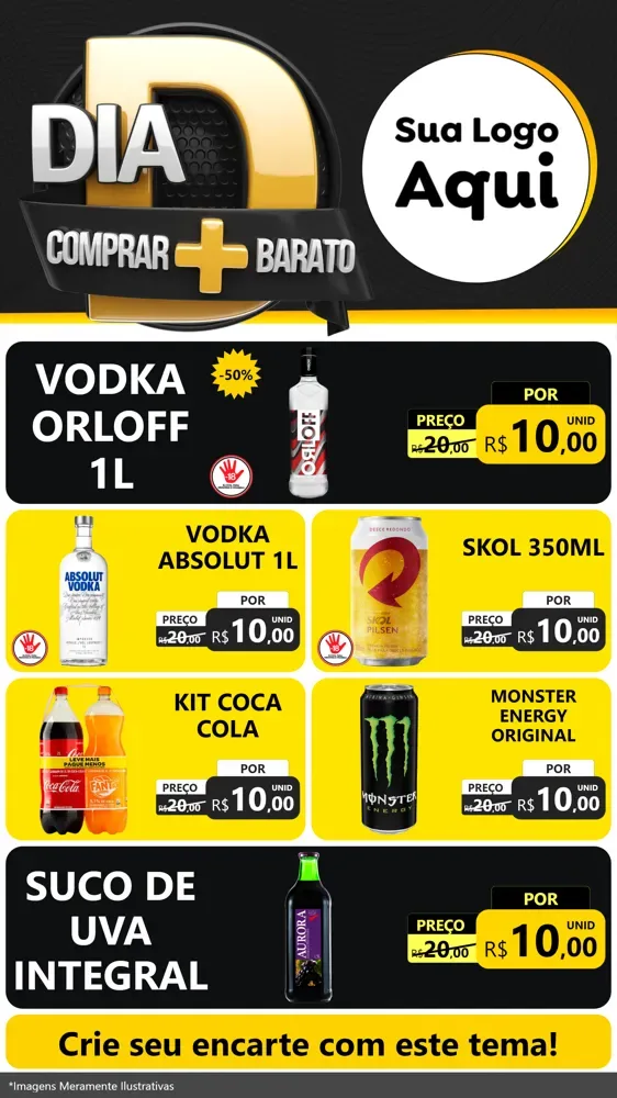 Modelo de TV para TV Vertical com o tema Dia D Mais Economia para Distribuidora de bebidas