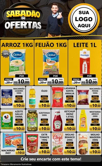 Modelo de Encarte para Encarte Grande com o tema Sabadão de Ofertas para Supermercado