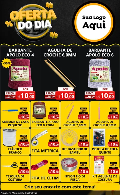 Modelo de Encarte para Encarte Grande com o tema Oferta Do Dia para Armarinho e Aviamentos