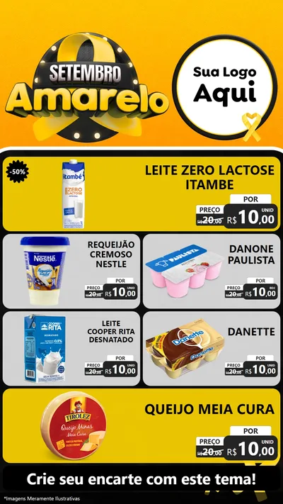 Modelo de TV para TV Vertical com o tema Setembro Amarelo para Frios e Laticínios