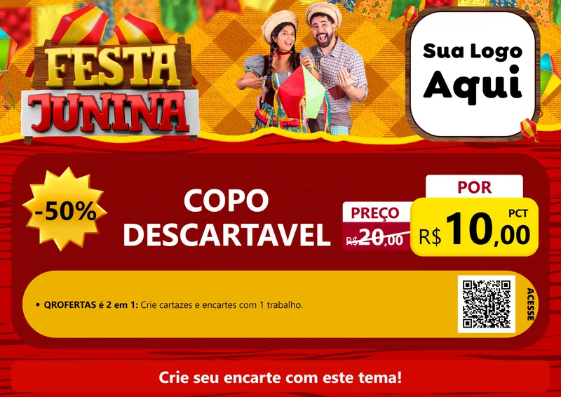 Modelo de Cartaz para Cartaz A4 Horizontal com o tema Festa Junina para Embalagens