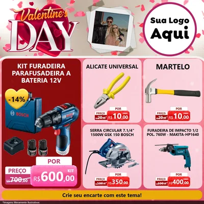 Modelo de Rede Social para Feed Facebook com o tema Valentine's Day para Maquinas e Ferramentas