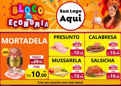 Modelo de Encarte para Encarte A4 Horizontal com o tema Bloco da Economia para Frios e Laticínios