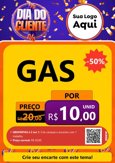 Modelo de Cartaz para Cartaz A4 Vertical com o tema Dia do Cliente para Água e gás
