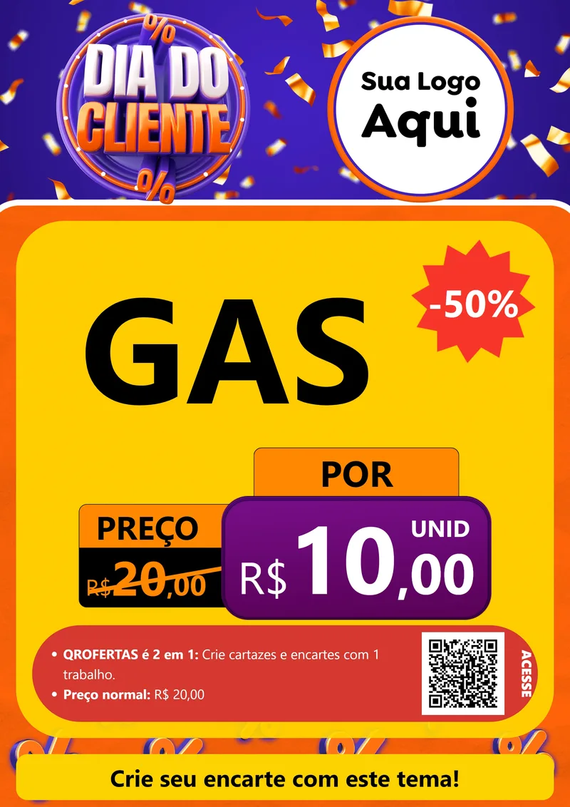 Modelo de Cartaz para Cartaz A4 Vertical com o tema Dia do Cliente para Água e gás