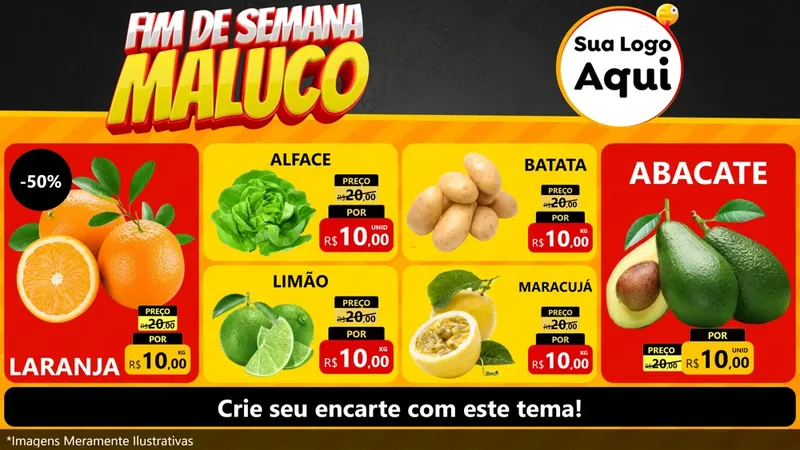 Modelo de TV para TV Horizontal com o tema Final de Semana Maluco para Hortifrúti