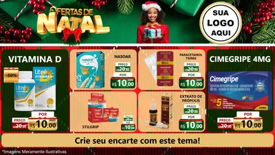 Modelo de TV para TV Horizontal com o tema Ofertas de Natal para Farmácia
