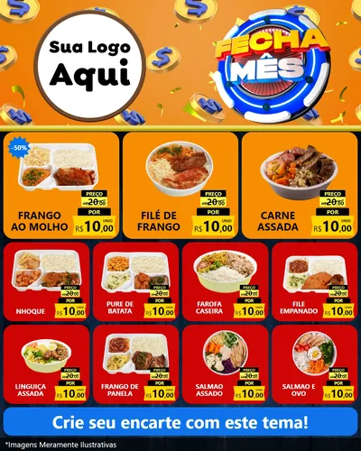 Modelo de Rede Social para Feed Instagram com o tema Fecha Mês para Restaurante