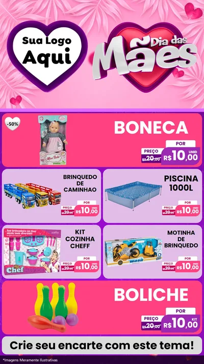 Modelo de TV para TV Vertical com o tema Dia das Mães para Brinquedos