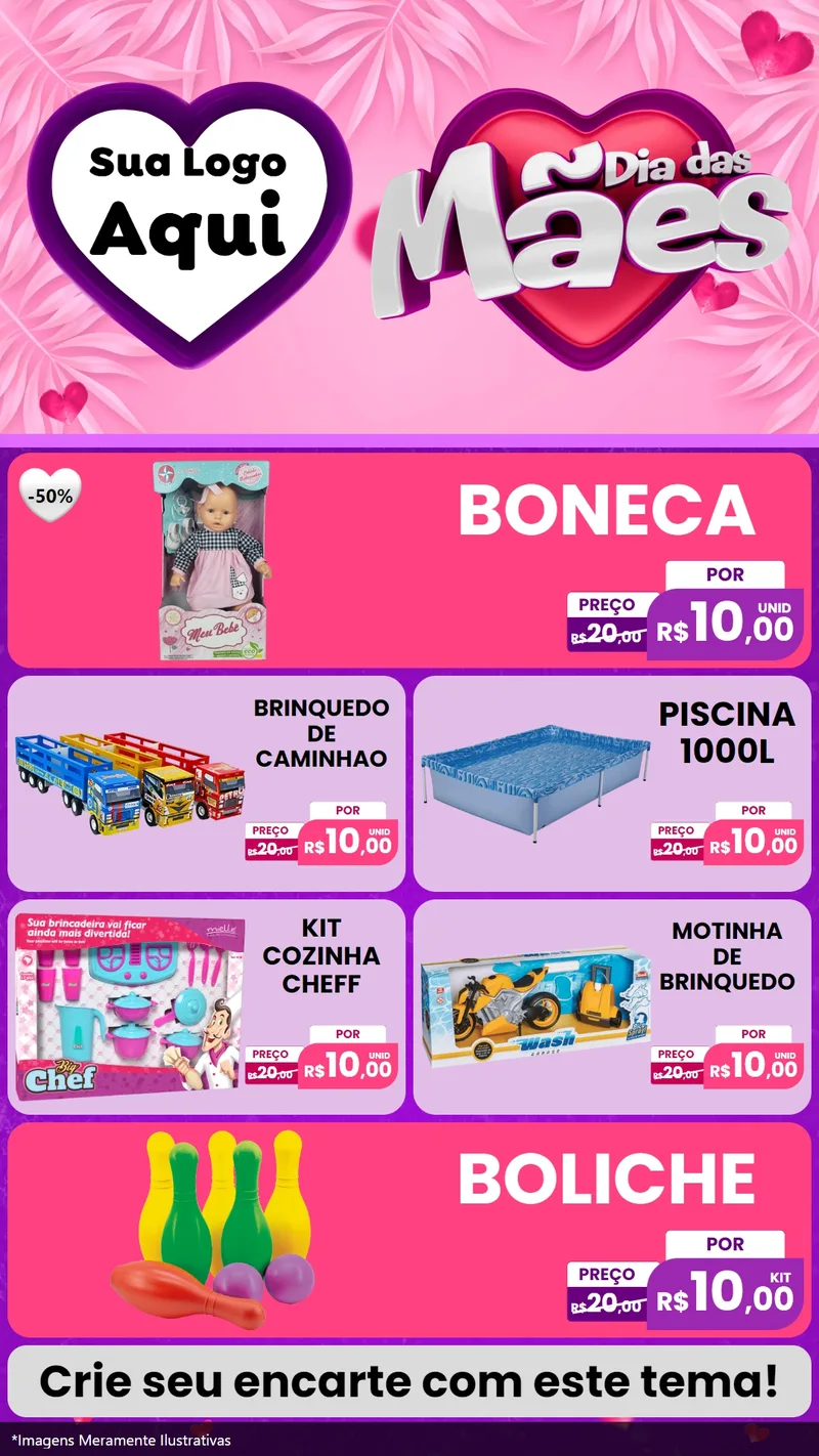Modelo de TV para TV Vertical com o tema Dia das Mães para Brinquedos