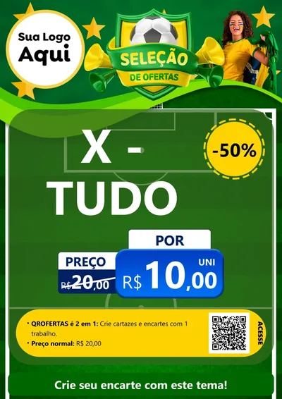 Modelo de Cartaz para Cartaz A4 Vertical com o tema Seleção de Ofertas - Copa para Hamburgueria
