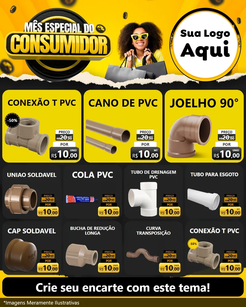 Modelo de Rede Social para Feed Instagram com o tema Mês Especial do Consumidor para Tubos e conexões