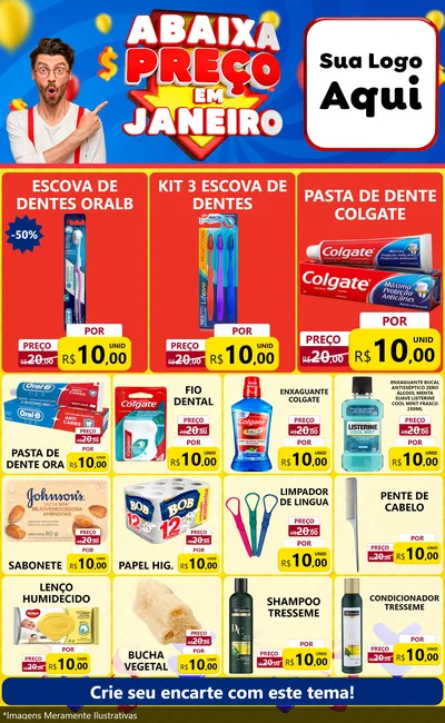 Modelo de Encarte para Encarte Grande com o tema Abaixa Preço em Janeiro para Higiene Pessoal