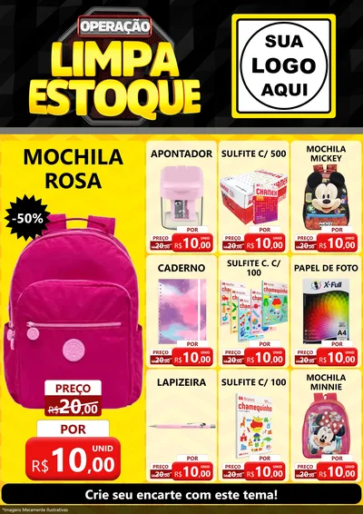 Modelo de Encarte para Encarte A4 Vertical com o tema Operação Limpa Estoque para Papelaria