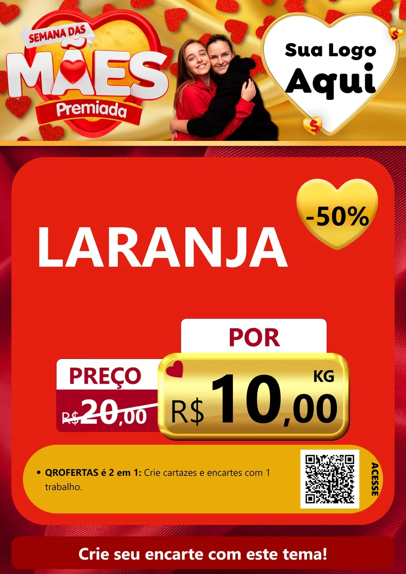 Modelo de Cartaz para Cartaz A4 Vertical com o tema Semana das Mães Premiada para Hortifrúti