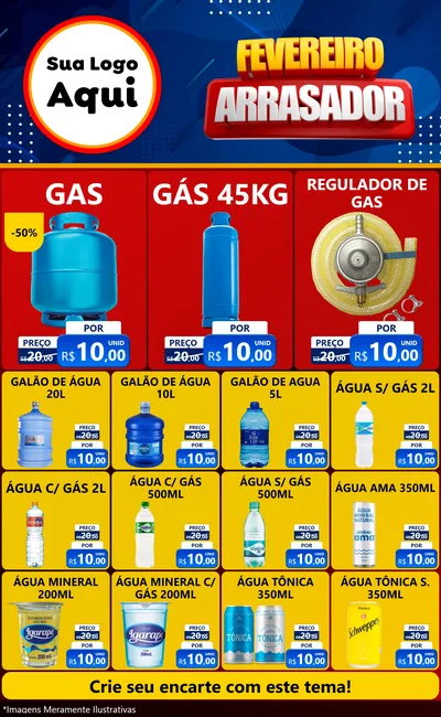 Modelo de Encarte para Encarte Grande com o tema Fevereiro Arrasador para Água e gás