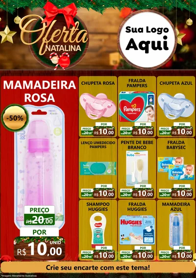 Modelo de Encarte para Encarte A4 Vertical com o tema Ofertas Natalina para Bebês