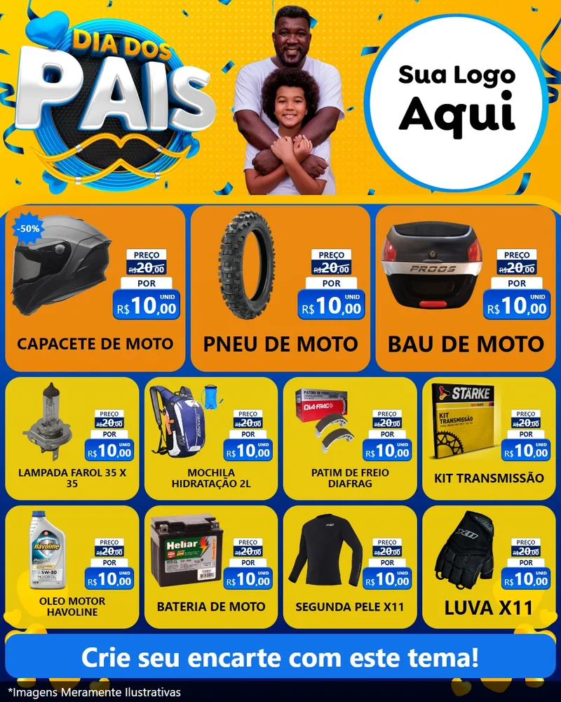 Modelo de Rede Social para Feed Instagram com o tema Dia dos Pais para Moto peças