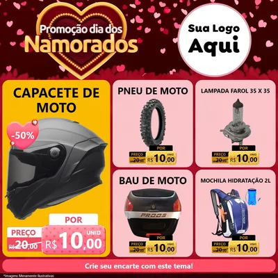 Modelo de Rede Social para Feed Facebook com o tema Promoção Dia Dos Namorados para Moto peças
