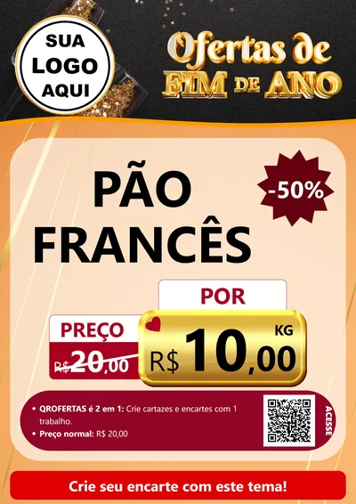 Modelo de Cartaz para Cartaz A4 Vertical com o tema Ofertas de Fim de Ano para Padaria