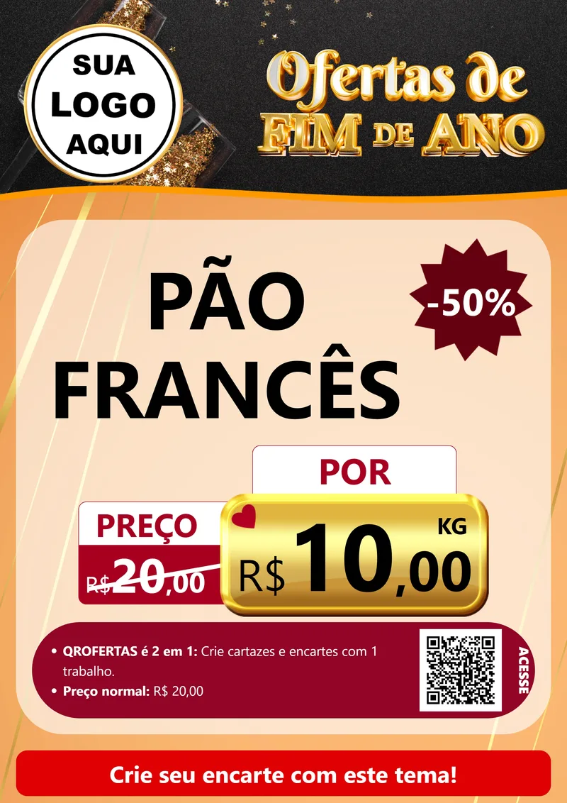 Modelo de Cartaz para Cartaz A4 Vertical com o tema Ofertas de Fim de Ano para Padaria