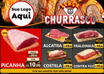 Modelo de Encarte para Encarte A4 Horizontal com o tema Terça do Churrasco para Açougue