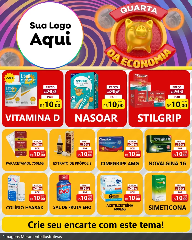 Modelo de Rede Social para Feed Instagram com o tema Quarta da Economia para Farmácia