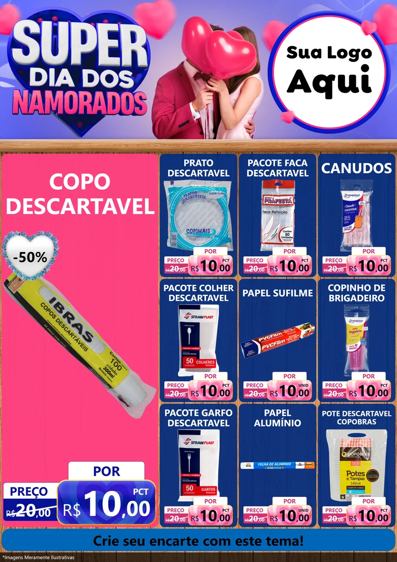 Modelo de Encarte para Encarte A4 Vertical com o tema Super Dia dos Namorados para Embalagens