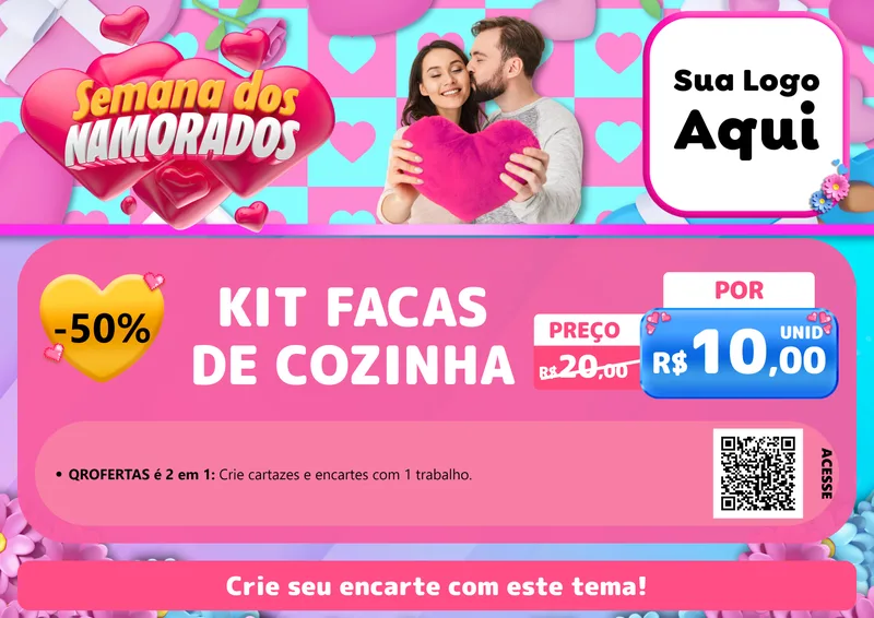 Modelo de Cartaz para Cartaz A4 Horizontal com o tema Semana dos Namorados para Utilidades Domésticas