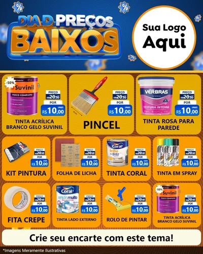 Modelo de Rede Social para Feed Instagram com o tema Dia D Preço Baixo para Tintas e Ferramentas