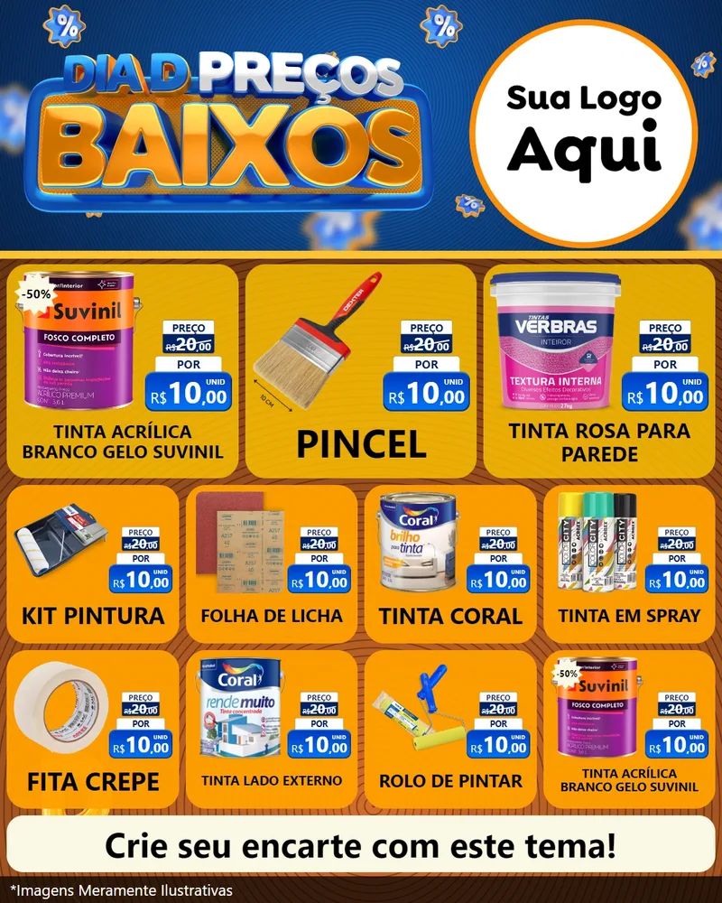 Modelo de Rede Social para Feed Instagram com o tema Dia D Preço Baixo para Tintas e Ferramentas