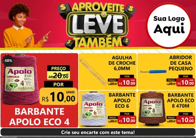Modelo de Encarte para Encarte A4 Horizontal com o tema Aproveite e Leve Também para Armarinho e Aviamentos