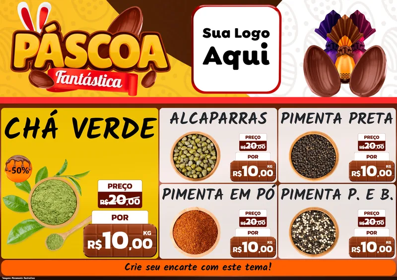 Modelo de Encarte para Encarte A4 Horizontal com o tema Páscoa Fantástica para Produtos Naturais