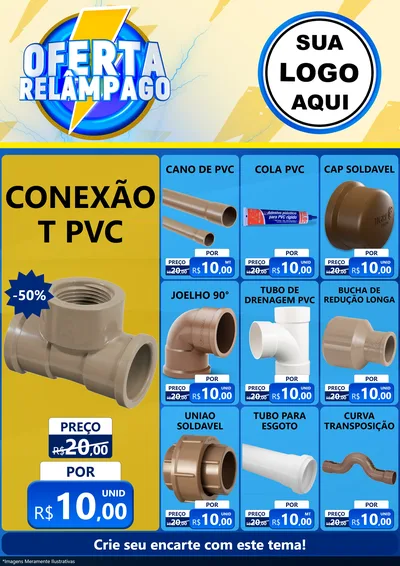 Modelo de Encarte para Encarte A4 Vertical com o tema Oferta Relâmpago para Tubos e conexões