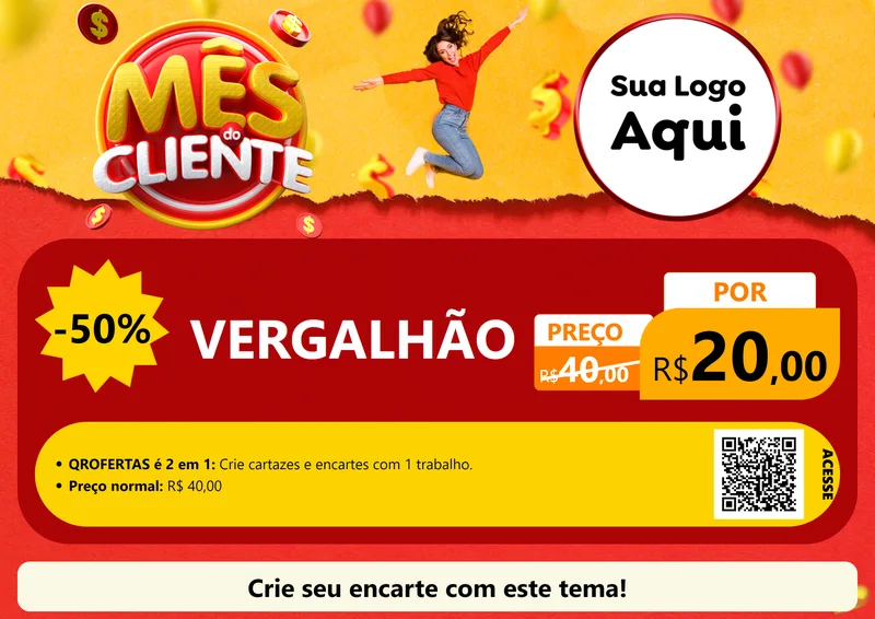 Modelo de Cartaz para Cartaz A4 Horizontal com o tema Mês do Cliente para Ferragens