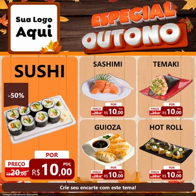 Modelo de Rede Social para Feed Facebook com o tema Especial Outono para Comida japonesa