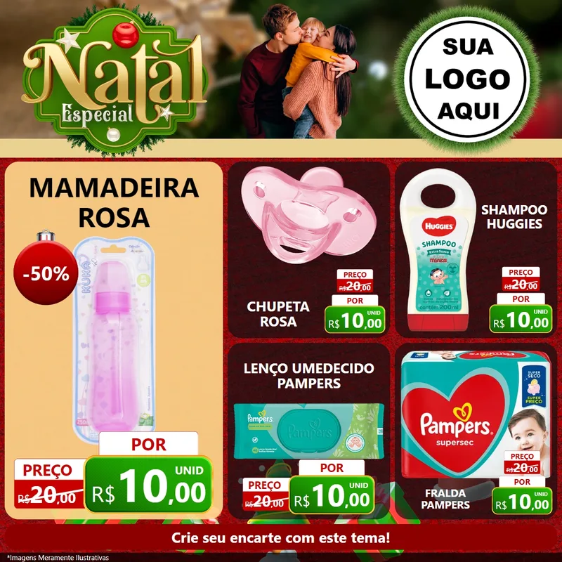 Modelo de Rede Social para Feed Facebook com o tema Natal Especial para Bebês