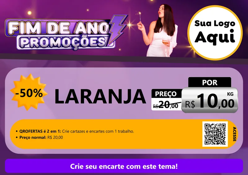Modelo de Cartaz para Cartaz A4 Horizontal com o tema Fim de Ano Promoções para Hortifrúti