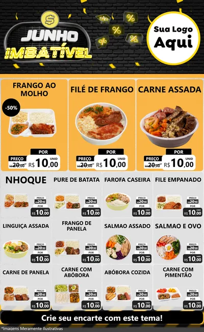 Modelo de Encarte para Encarte Grande com o tema Junho Imbatível para Restaurante