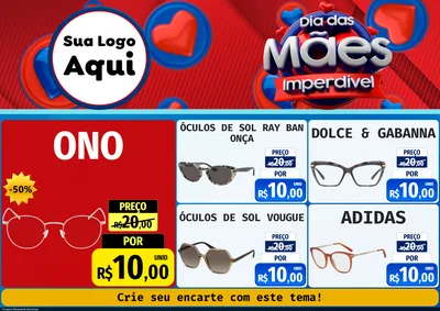 Modelo de Encarte para Encarte A4 Horizontal com o tema Dia Das Mães Imperdível para Óticas