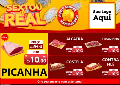Modelo de Encarte para Encarte A4 Horizontal com o tema Sextou do Real para Açougue