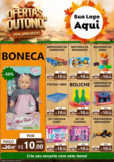 Modelo de Encarte para Encarte A4 Vertical com o tema Ofertas de Outono - Vem, Aproveite! para Brinquedos