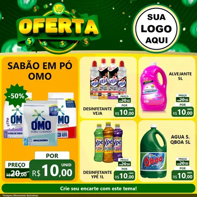 Modelo de Rede Social para Feed Facebook com o tema Oferta para Produtos de Limpeza